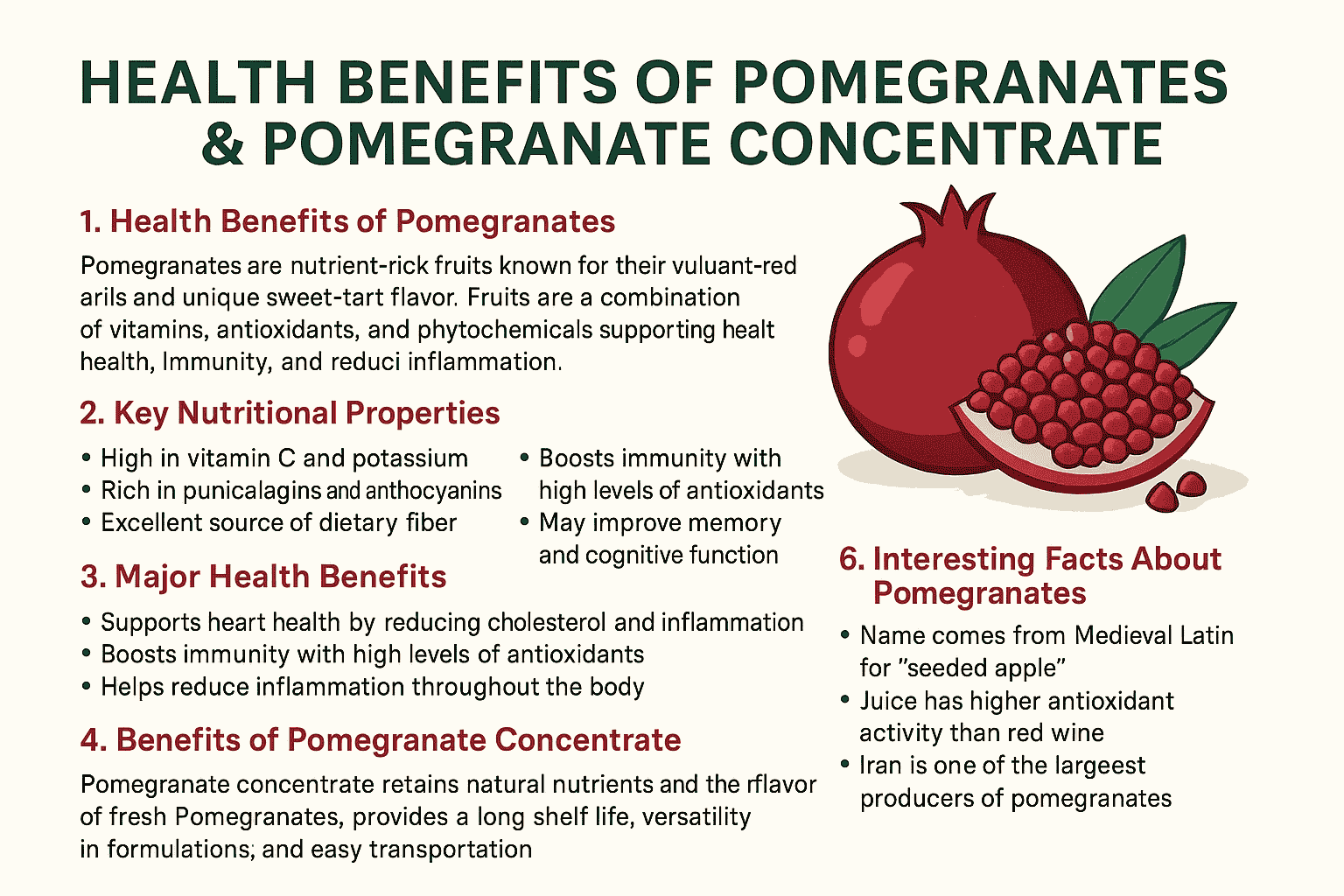 Health Benefits of Pomegranates & Pomegranate Concentrate