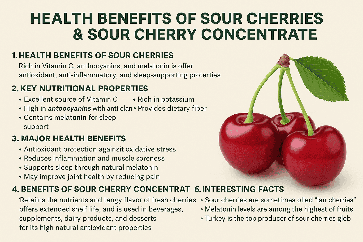 Health Benefits of Sour Cherries & Sour Cherry Concentrate